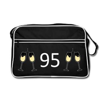 95th Birthday 95 Years Anniversary 95 Number 95 white - Retro Bag - black/white - Front