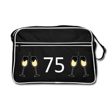 75th Birthday 75th Anniversary 75 Number 75 black - Retro Bag - black/white - Front