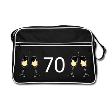 70e anniversaire 70 ans 70 Numéro 70 Blanc - Sac Retro - noir/blanc - Devant