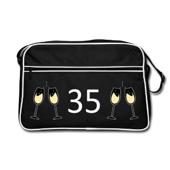 35e anniversaire 35 ans Numéro 35 Blanc - Sac Retro - noir/blanc - Devant