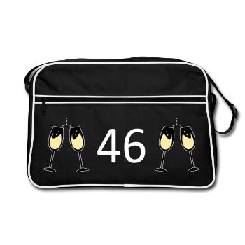 46e anniversaire 46 ans 46 ans numéro 46 - Sac Retro - noir/blanc - Devant