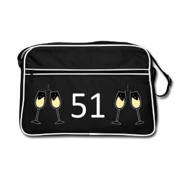 51e anniversaire 51 ans 51 numéro 51 blanc - Sac Retro - noir/blanc - Devant