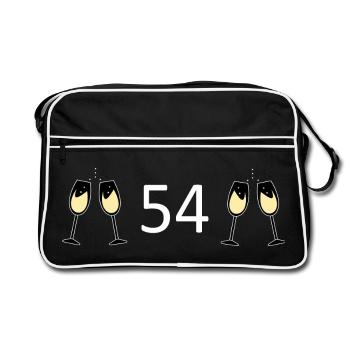 54e anniversaire 54 ans 54 numéro 54 - Sac Retro - noir/blanc - Devant