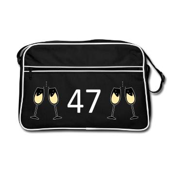 47th Birthday 47 Years Anniversary 47 Years Number 47 - Retro Bag - black/white - Front