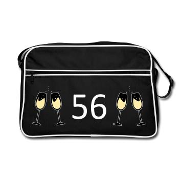 56th Birthday 56 Years Anniversary 56 Number 56 - Retro Bag - black/white - Front