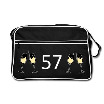 57e anniversaire 57 ans Jubilé 57 Numéro 57 - Sac Retro - noir/blanc - Devant