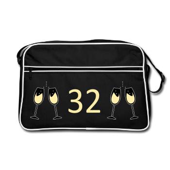 32e anniversaire 32 ans 32 ans numéro 32 - Sac Retro - noir/blanc - Devant