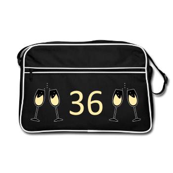 36th Birthday 36 Years Anniversary Number 36 - Retro Bag - black/white - Front