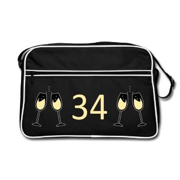 34th Birthday 34 Years Anniversary 34 Years Number 34 - Retro Bag - black/white - Front
