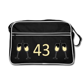 43e anniversaire 43 ans 43 ans numéro 43 - Sac Retro - noir/blanc - Devant