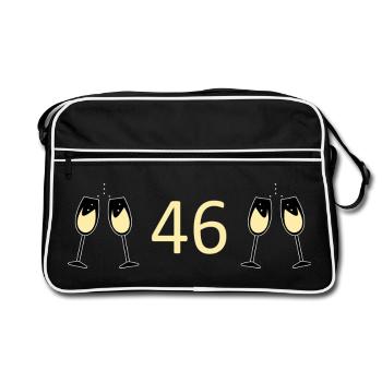 46e anniversaire 46 ans 46 ans numéro 46 - Sac Retro - noir/blanc - Devant