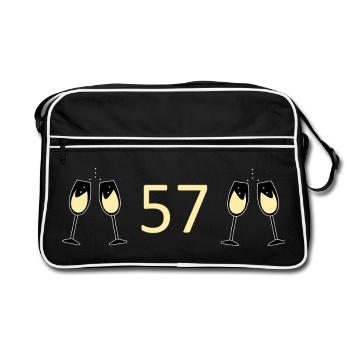 57e anniversaire 57 ans Jubilé 57 Numéro 57 - Sac Retro - noir/blanc - Devant