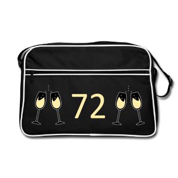 72.Geburtstag 72 Jahre Jubiläum 72 Zahl 72 schwarz - Retro Tasche - Schwarz/Weiß - Vorne