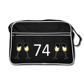 74e anniversaire 74 ans 74 numéro 74 noir - Sac Retro - noir/blanc - Devant