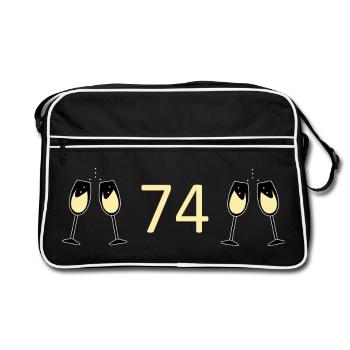 74e anniversaire 74 ans 74 numéro 74 noir - Sac Retro - noir/blanc - Devant