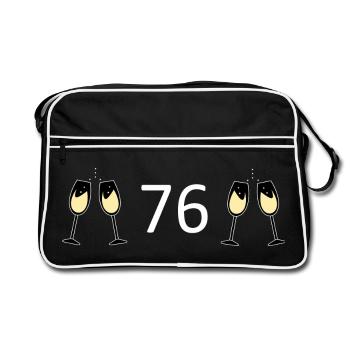 76e anniversaire 76 ans 76 Numéro 76 Blanc - Sac Retro - noir/blanc - Devant