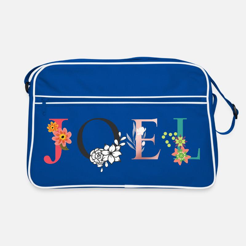 JOEL Name Art With Flowers Embroidered Retro Bag