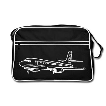 Airplane Line Art - Retro Bag - black/white - Front