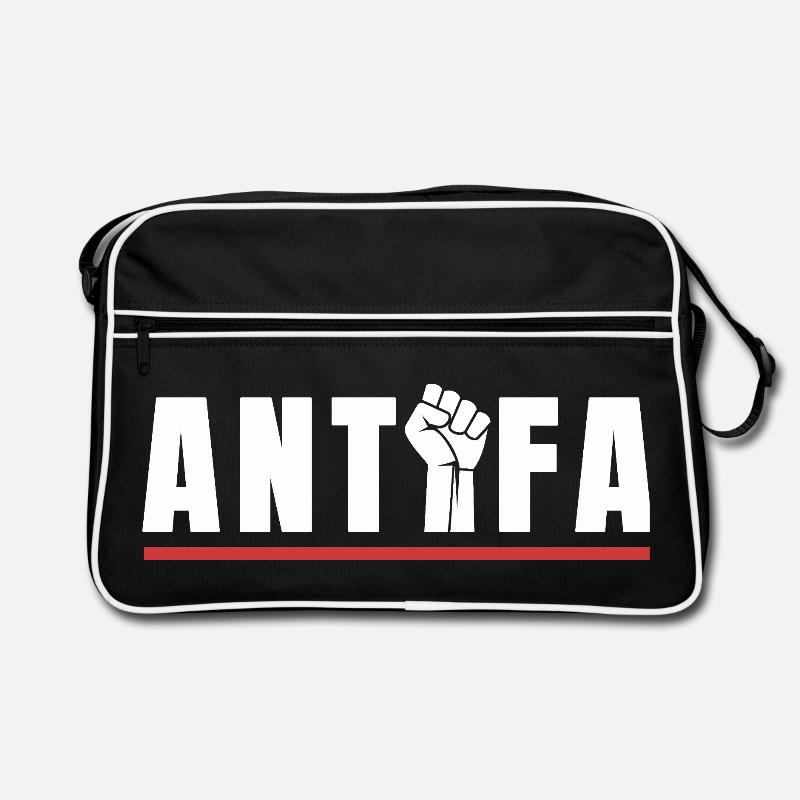 Antifa Protestfaust Antifaschistisches Statement - Retro Tasche - Schwarz/Weiß