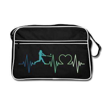 Baseball Baseball Heartbeat Baseball Player - Retro Bag - black/white - Front