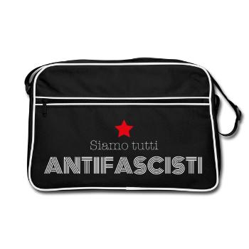  « Siamo tutti antifascisti » – Slogan engagé - Sac Retro - noir/blanc - Devant