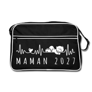 Future Maman 2027 Annonce Grossesse - Retro Tasche - Schwarz/Weiß - Vorne