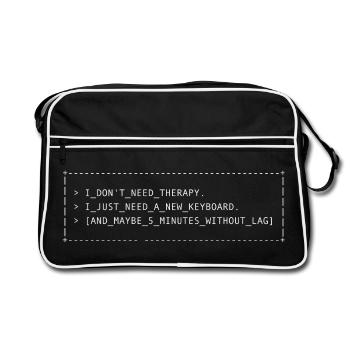 Neon Keyboard Meme | Computer scientists, funny sayings - Retro Bag - black/white - Front