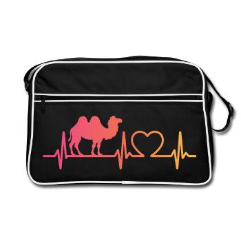kamel herzschlag - Retro Tasche - Schwarz/Weiß - Vorne