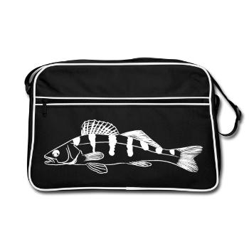 Zander Graphic – Design d’art ligneux pour pêcheurs - Sac Retro - noir/blanc - Devant