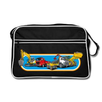 Construction Machinery Park - Retro Bag - black/white - Front
