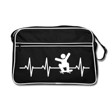 Skateboarder Stick Figure Cardiogramme - Sac Retro - noir/blanc - Devant
