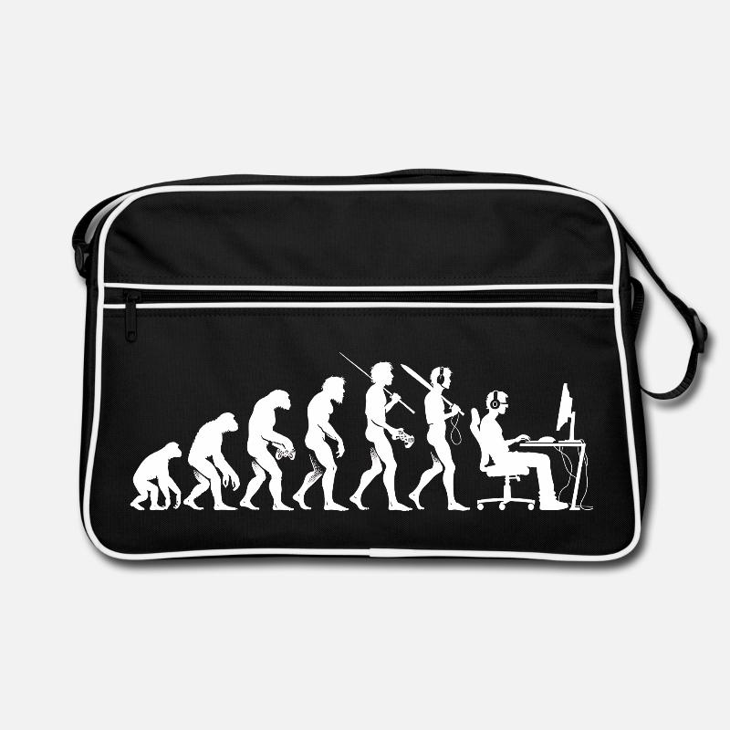 Evolution Gamer – From Prehistoric Man to Gamer - Retro Bag - black/white