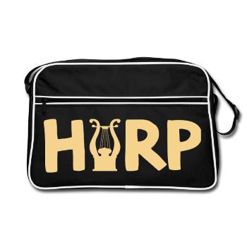 Harp Lyre Music Lover Graphic - Retro Bag - black/white - Front