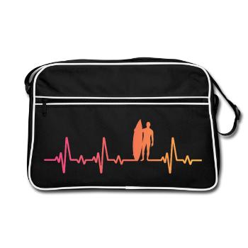 Surf Sunset battement de coeur cadeau surfeur - Sac Retro - noir/blanc - Devant