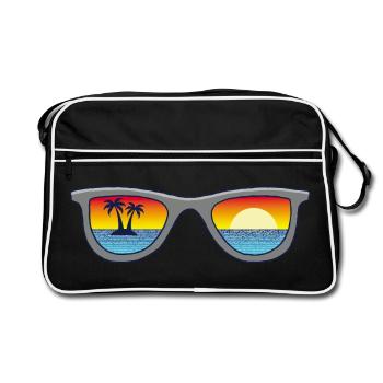 Sonnenbrille und Paradies - Retro Tasche - Schwarz/Weiß - Vorne