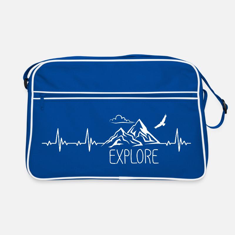 Explore Mountain Mountain Heartbeat Frequency Pulse ECG Retro Bag