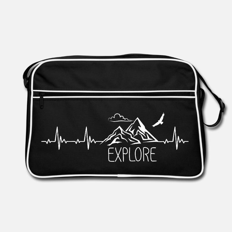 Explore Berg Gebirge Heartbeat Frequenz Puls EKG Retro Tasche