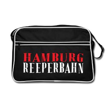 Hamburg Reeperbahn Schriftzug - Retro Tasche - Schwarz/Weiß - Vorne