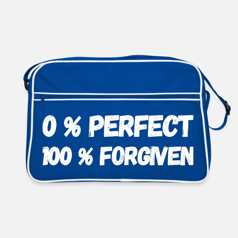 0% Perfect 100 Forgiven Jesus Glaube Geschenkidee Retro Tasche