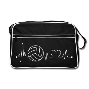 Volleyball heartbeat - Retro Bag - black/white - Front