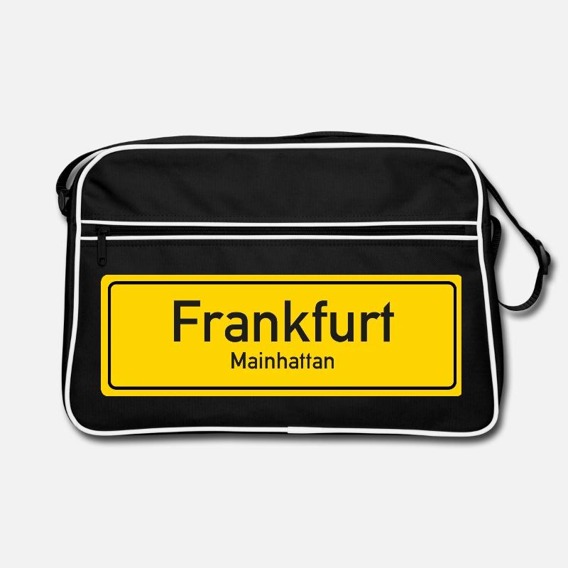 Frankfurter Ortsschild Deutschland - Retro Tasche - Schwarz/Weiß