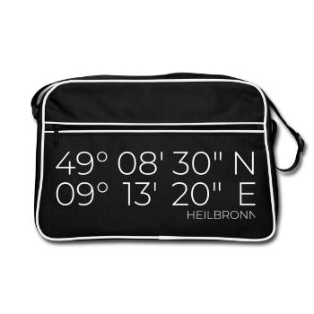 Koordinaten Heilbronn - Retro Tasche - Schwarz/Weiß - Vorne