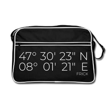 coordonnées Frick, Suisse - Sac Retro - noir/blanc - Devant