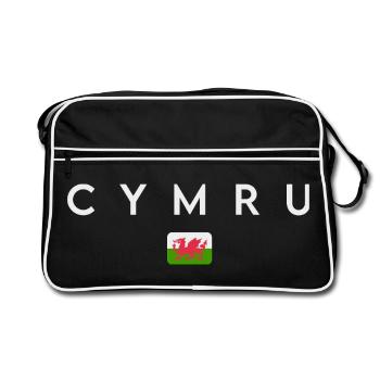 Flag of Wales, Welsh pride - Retro Bag - black/white - Front