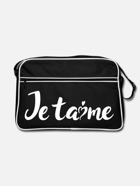 Ich liebe dich - Retro Tasche - Schwarz/Weiß