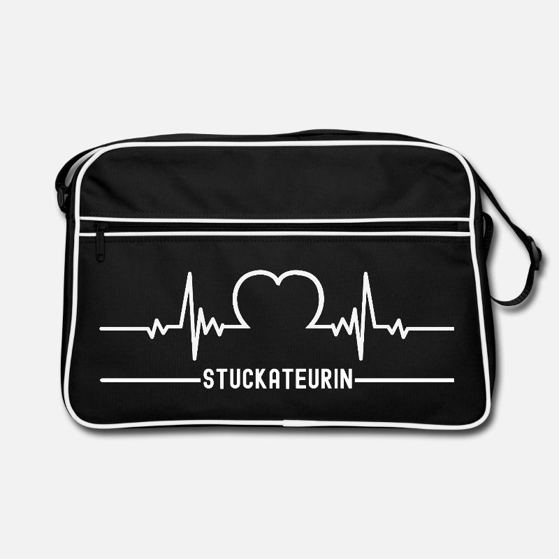Plasterer, heartbeat, plasterer, profession, plasterer Retro Bag