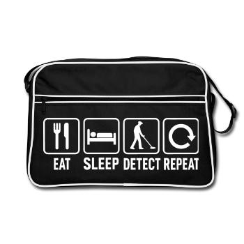 Essen, schlafen, erkennen, wiederholen, lustiges Metall erkennen. - Retro Tasche - Schwarz/Weiß - Vorne