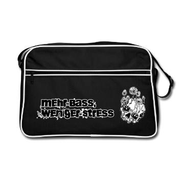 Mehr Bass Weniger Stress - Retro Tasche - Schwarz/Weiß - Vorne