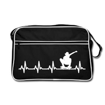 Skateboard Skater Zigzag Line Wave Rhythm - Retro Bag - black/white - Front