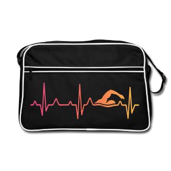 Nageur Sunset battement de coeur de natation - Sac Retro - noir/blanc - Devant